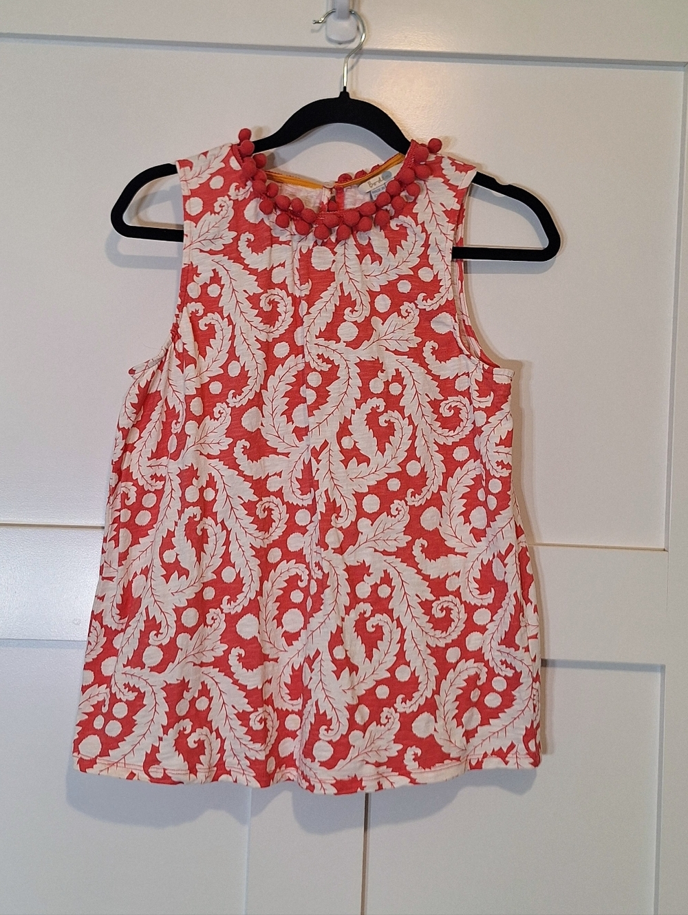 Boden Melody Vest Coral White Paisley Print Sleeveless Top Cotton Size 6